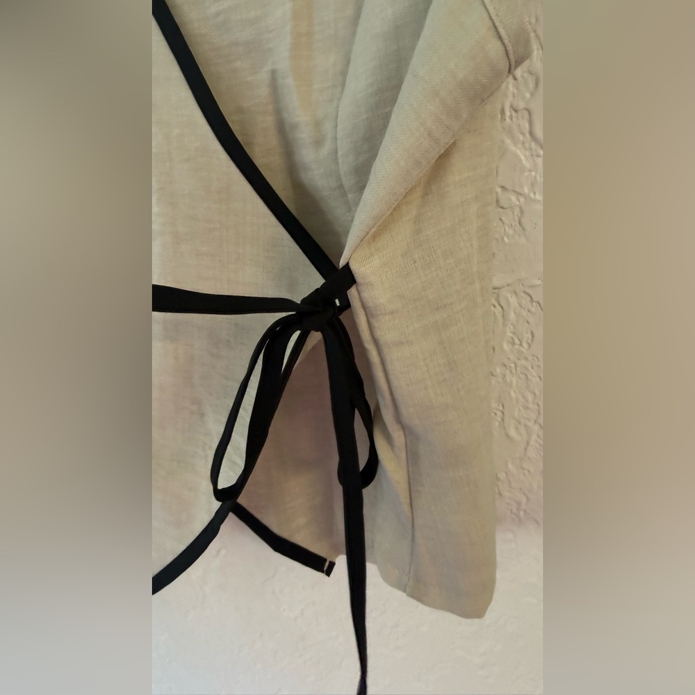 SHEIN Curve 0XL Linen-Look 2-Piece Set - Asymmetrical Wrap Vest & Wide-Leg Pants - Picture 10 of 14